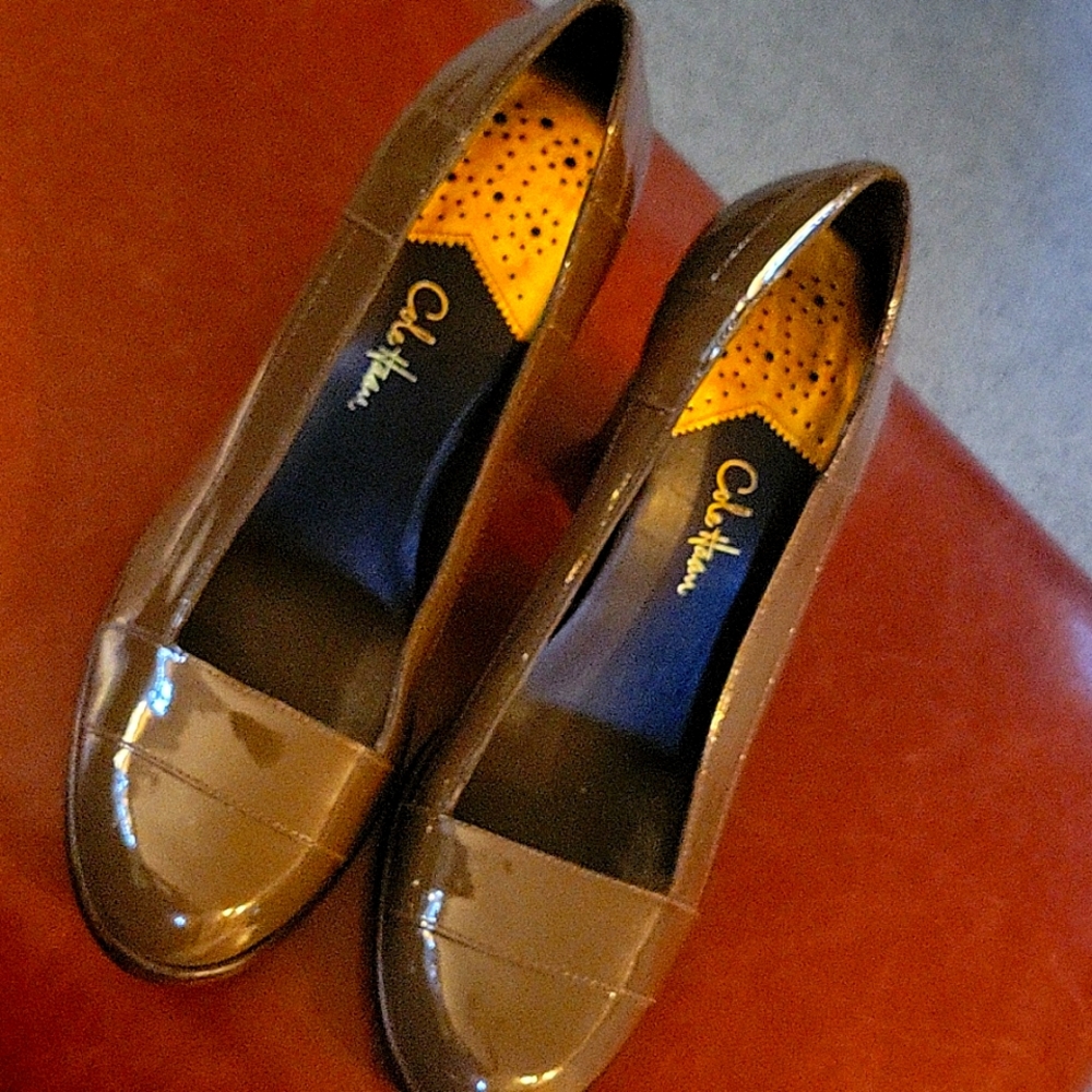 Cole Haan Nike Air Patent Leather Chunky Heels, Size 10